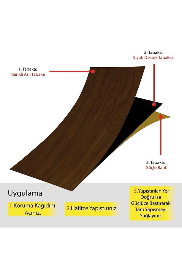 Kendinden Yapışkanlı Teak Desenli PVC Parke 25x80 cm / 5 Adet / 1 m² - 5