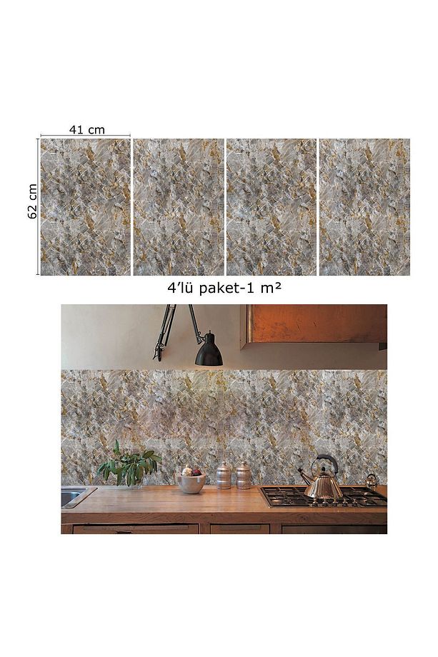 Kendinden Yapışkanlı Yeşim Mermer Desenli Pvc Panel 41x62 Cm (12 Adet) 3 M² - 4