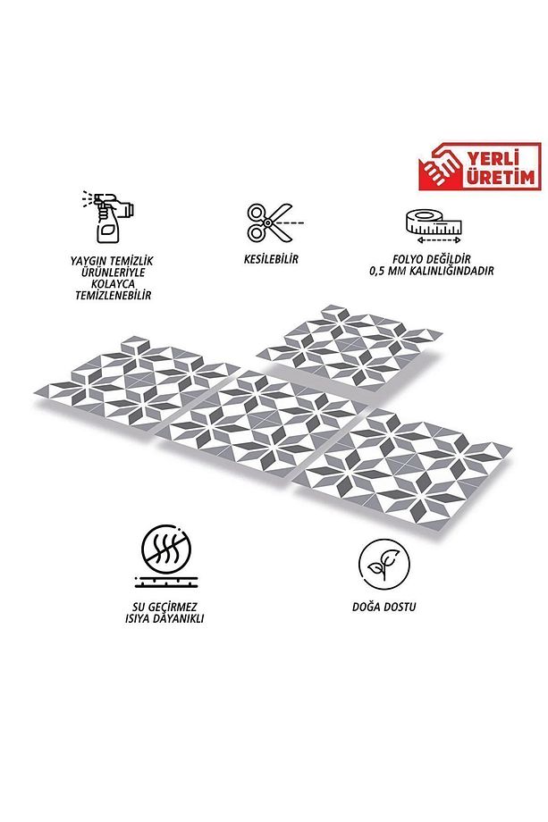 Kendinden Yapışkanlı Mutfak Kaplama Geometrik 028 Desenli Pvc Karo 30x30 Cm (11 ADET) 1m2 - 3