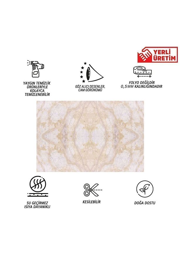 Kendinden Yapışkanlı Bej Mermer Desenli Pvc Panel 41x62 Cm (4 Adet) 1 M² - 2
