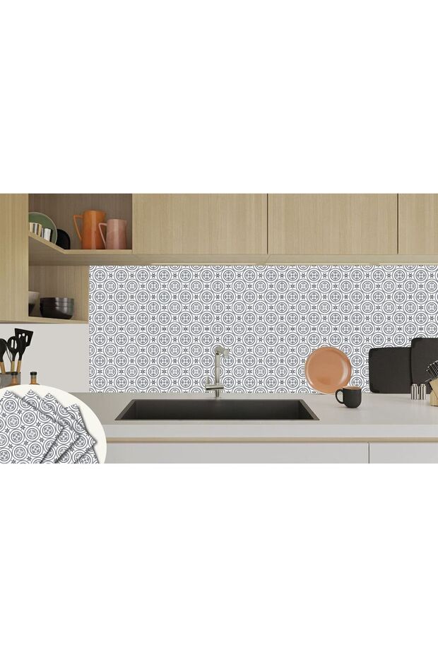 Kendinden Yapışkanlı Mutfak Banyo Kaplama Geometrik 039 Desenli Pvc Karo 30x30 Cm (11 ADET) 1m2 - 5