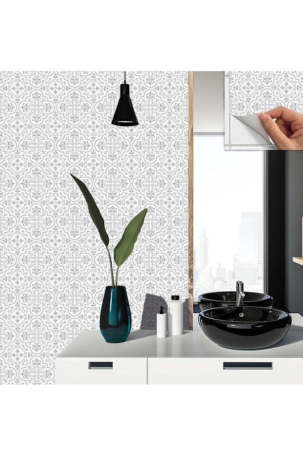 Kendinden Yapışkanlı Gri Motifli Desenli Pvc Karo 30x30 Cm (11 Adet) 1m2 - 5