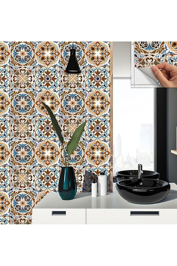 Kendinden Yapışkanlı Banyo Mutfak Kaplama Fas 010 Karma Desenli Pvc Karo 30x30 Cm (56 ADET) 5m2 - 5