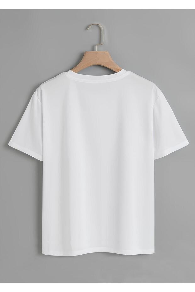 تي شيرت أساسي سادة كبير الحجم للجنسين – أبيض - 2