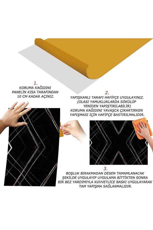 Kendinden Yapışkanlı Siyah Asorti Desenli Pvc Panel 41x62 Cm (4 Adet) 1 M² - 6