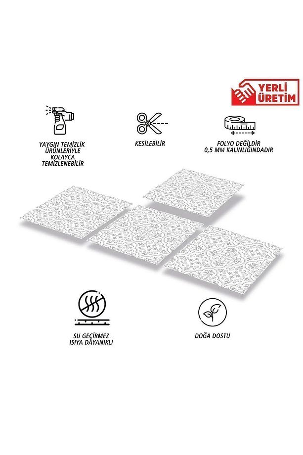 Kendinden Yapışkanlı Gri Motifli Desenli Pvc Karo 30x30 Cm (11 Adet) 1m2 - 3