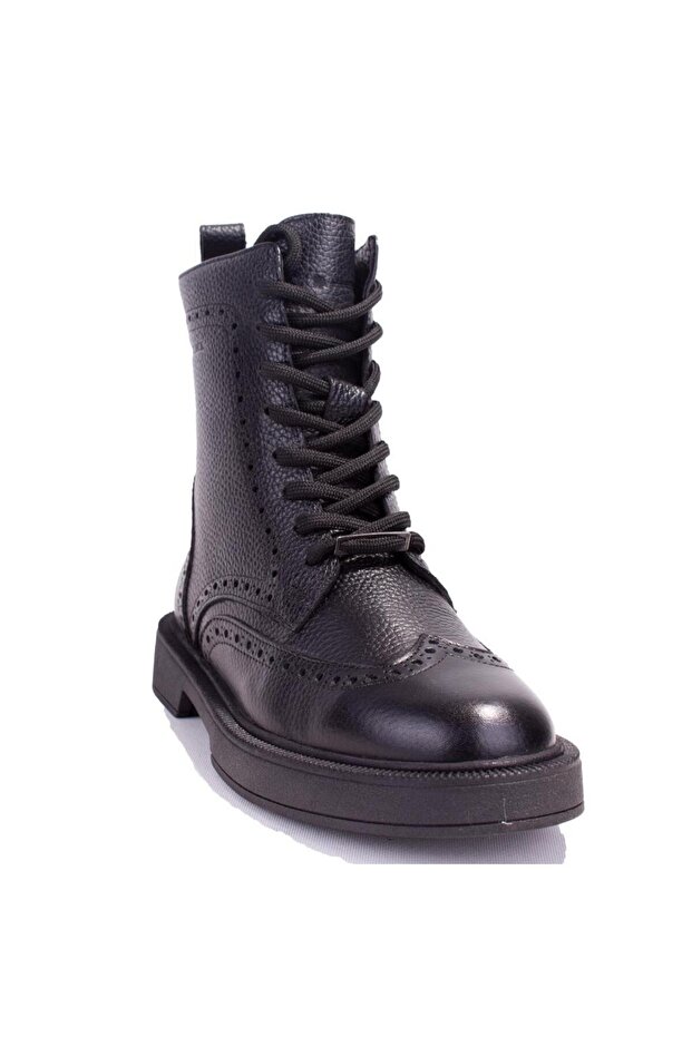 8309951 Clee Black Orthopedic Daily Flat Heel Leather Women's Boots