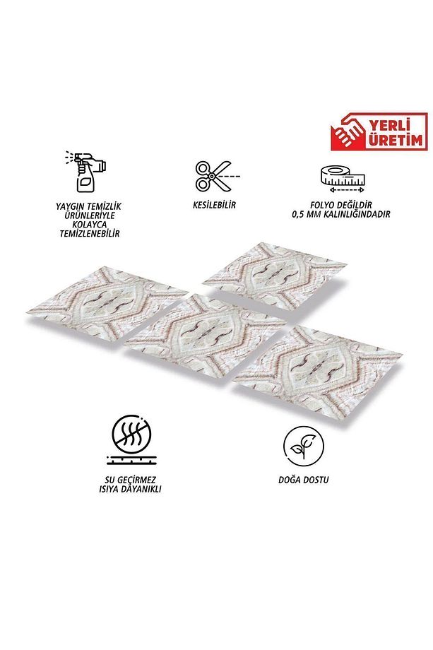 Kendinden Yapışkanlı Zemin Duvar Kaplama Mermer 018 Desenli Pvc Karo 30x30 Cm (4 ADET) 0,36 M2 - 2