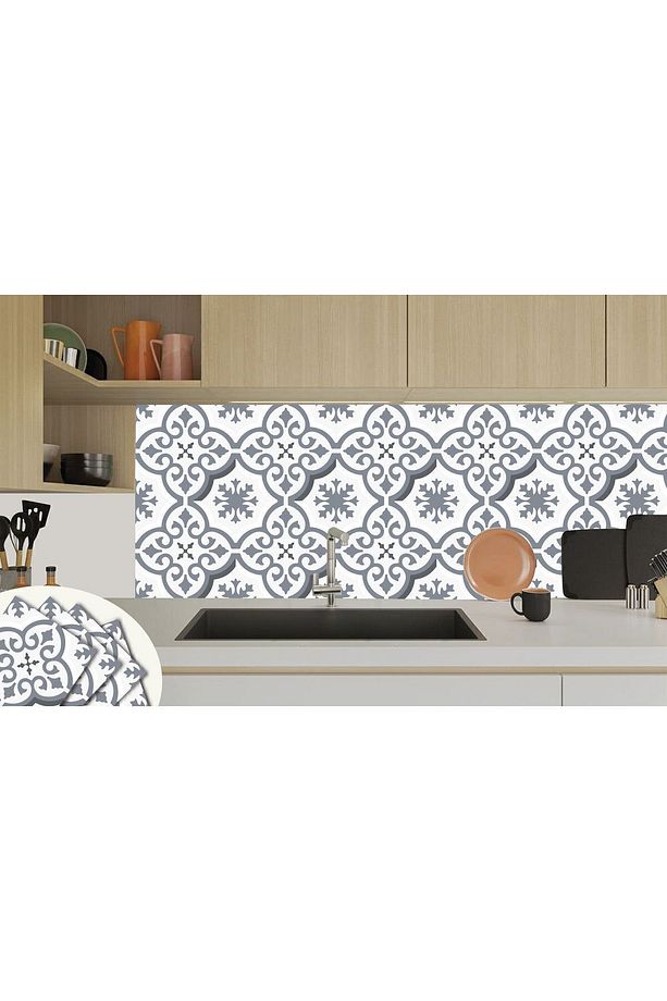 Kendinden Yapışkanlı Banyo Mutfak Kaplama Geometrik 09 Desenli Pvc Karo 30x30 Cm (11 ADET) 1 M2 - 5
