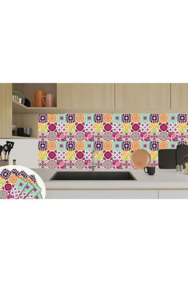 Kendinden Yapışkanlı Colorful Desenli Pvc Karo 30x30 Cm (11 ADET) 1m2 - 6