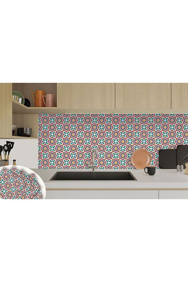 Kendinden Yapışkanlı Kontrast Yıldız Desenli Pvc Karo 30x30 Cm (11 ADET) 1 M² - 6