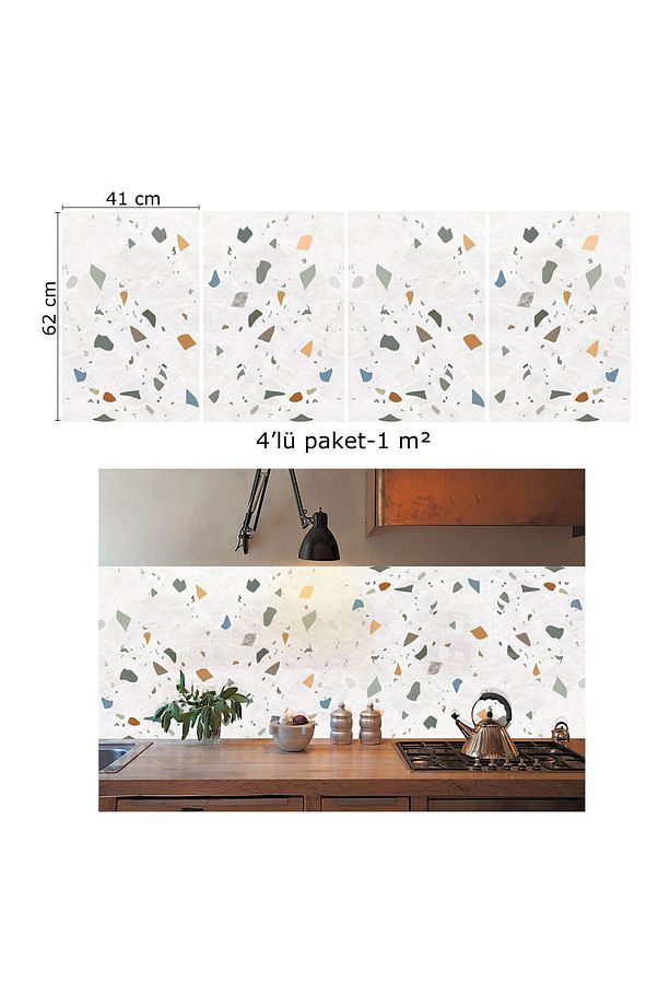 Kendinden Yapışkanlı Terrazzo Desenli Pvc Panel 41x62 Cm (4 ADET) 1 M² - 4