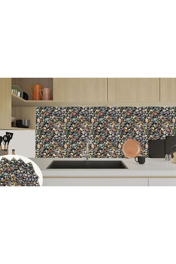Kendinden Yapışkanlı Çakıl Taşı Desenli Silinebilir Pvc Karo 30x30 Cm (11 ADET) 1m2 - 6