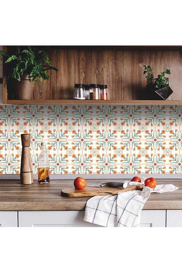 Kendinden Yapışkanlı Portakal Çiçeği Desenli Pvc Karo 30x30 Cm (4 ADET) 0,36 M² - 6
