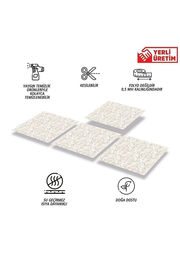 Kendinden Yapışkanlı Salon Çiçekli Desenli Pvc Karo 30x30 Cm (4 ADET) 0,36 M2 - 2