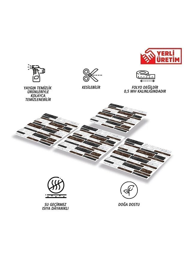 Kendinden Yapışkanlı Asorti Mermer Desenli Pvc Karo 30x30 Cm (4 ADET) 0,36 M2 - 3
