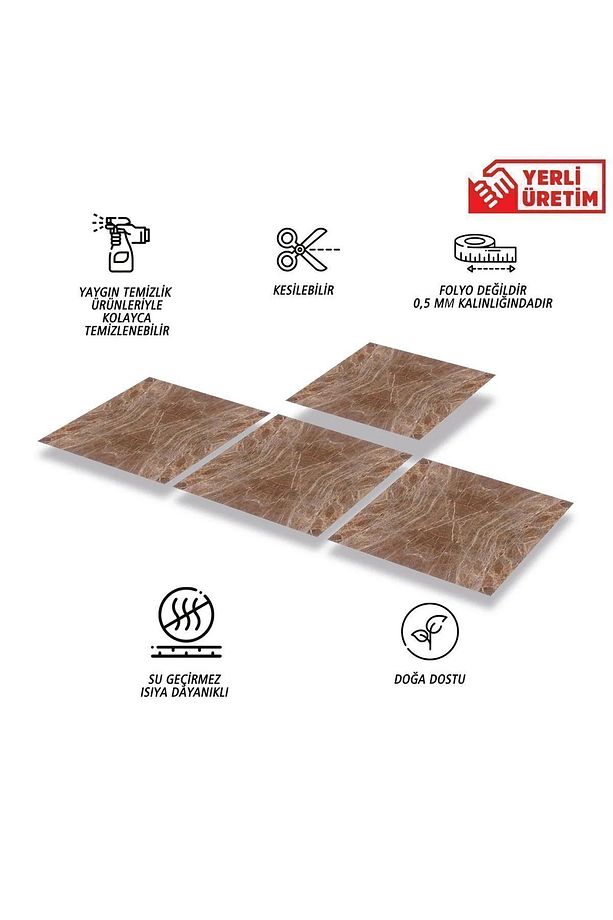 Kendinden Yapışkanlı Silinebilir Mermer 015 Desenli Pvc Karo 30x30 Cm (4 ADET) 0,36 M2 - 2