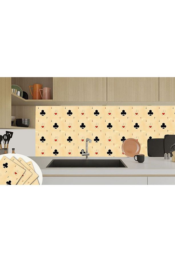 Kendinden Yapışkanlı Iskambil Kız Desenli Pvc Karo 30x30 Cm (4 ADET) 0,36 M2 - 6