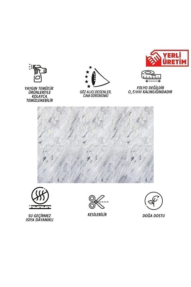KENDİNDEN YAPIŞKANLI GRİ DALGALI DESENLİ PVC PANEL 41x62 cm (12 Adet) 3 M² - 3
