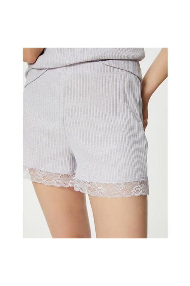 Pijama Altı Şort Dantelli Fitilli Normal Lastikli Bel - 3