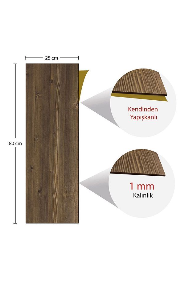 Kendinden Yapışkanlı Antik Desenli PVC Parke 25x80 cm / 5 Adet / 1 m² - 3