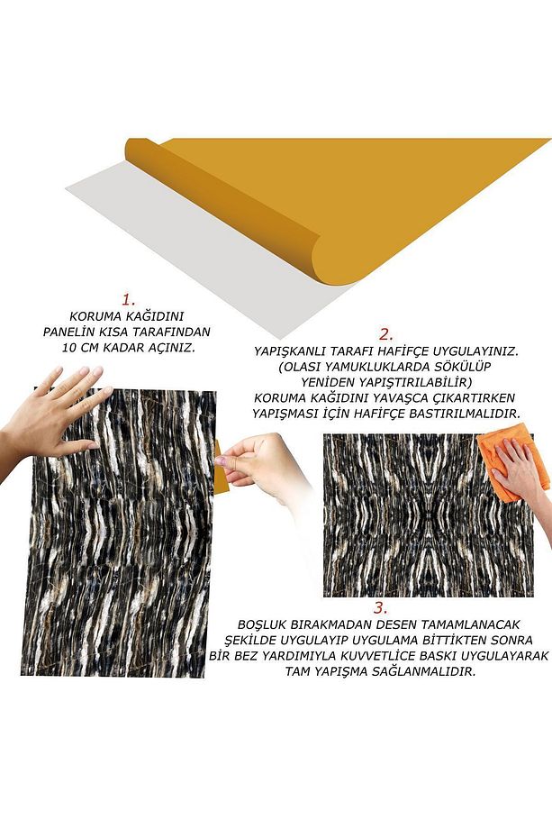 Kendinden Yapışkanlı Sıralı Mermer Desenli Pvc Panel 41x62 Cm (4 Adet) 1 M² - 6