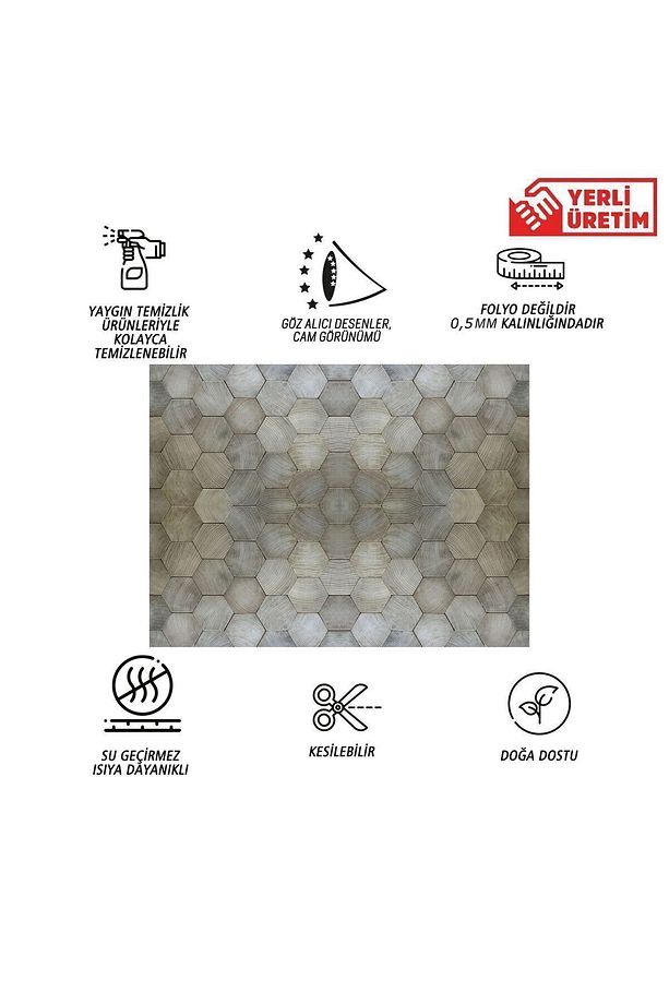 Kendinden Yapışkanlı Altıgen Ahşap Desenli Pvc Panel 41x62 Cm (4 Adet) 1 M² - 3