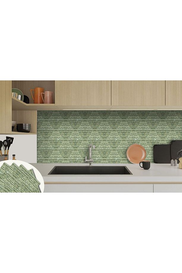 Kendinden Yapışkanlı Seramik Fayans Kaplama Taş Duvar Desenli Pvc Karo 30x30 Cm (4 ADET) 0,36 M2 - 5
