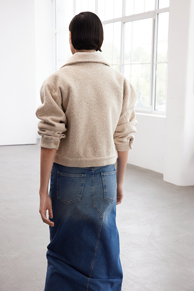 Cienka kurtka Boucle w kolorze ecru z limitowanej edycji - TWOAW25MO00180 - 3