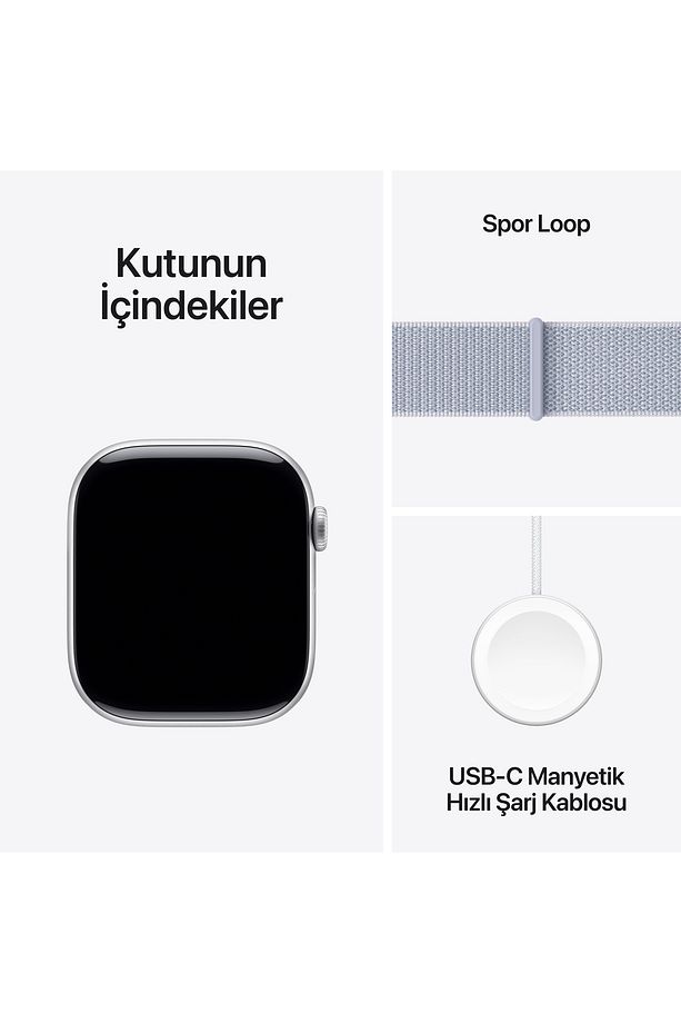 Watch Series 10 GPS + Cellular 42mm Gümüş Alüminyum Kasa + Bulut Mavisi Spor Loop - 10