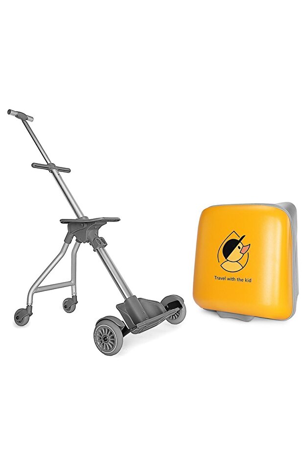 Çocuk Valizi Sevimli Ördek Oturulabilir Sarı Seyahat Bavulu - 7