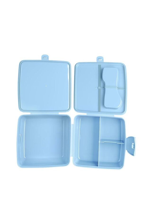 2 Layers and Lid School Lunch Box with Fork & Spoon Storage Container - Ice Cream Model - 1 PC - 7