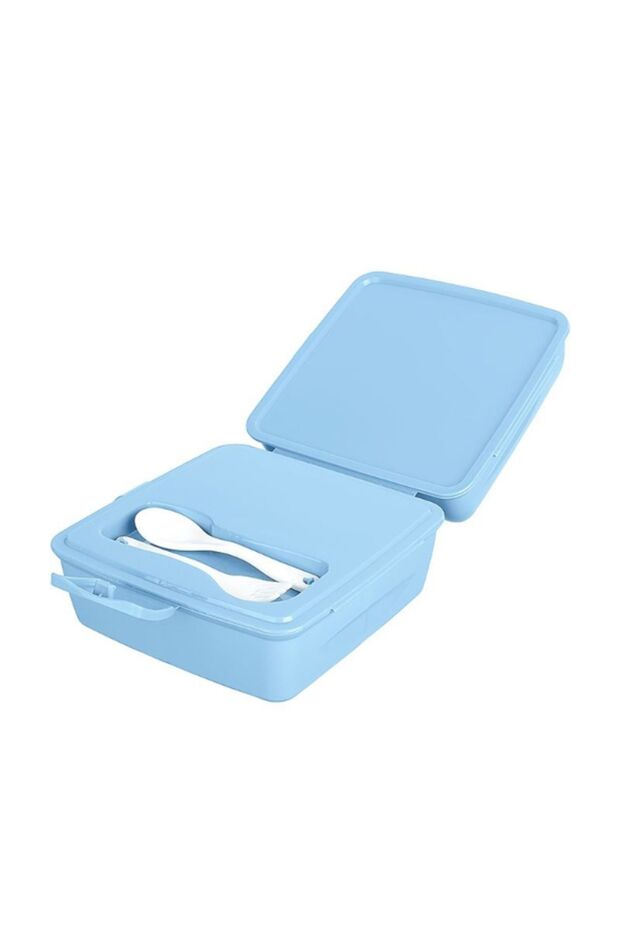 2 Layers and Lid School Lunch Box with Fork & Spoon Storage Container - Ice Cream Model - 1 PC - 5