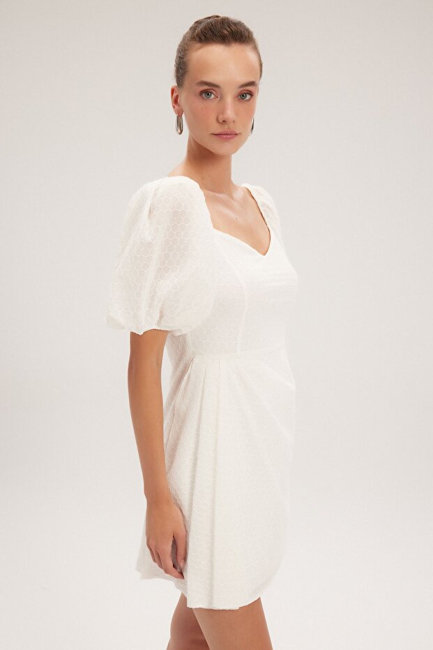 Balon Kol Mini Elbise - 4