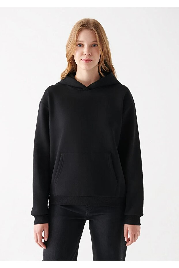 Kapüşonlu Siyah Basic Sweatshirt 167299-900 - 3