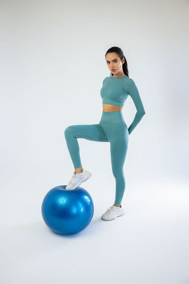 Seamless Extra Yüksek Bel Pushup Uzun Kollu Spor Tayt Takım - 1