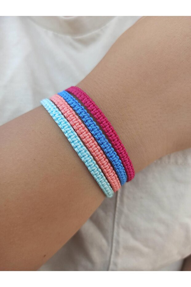 Set of 4 Knitted Macrame Rope Bracelets Sports Bracelets