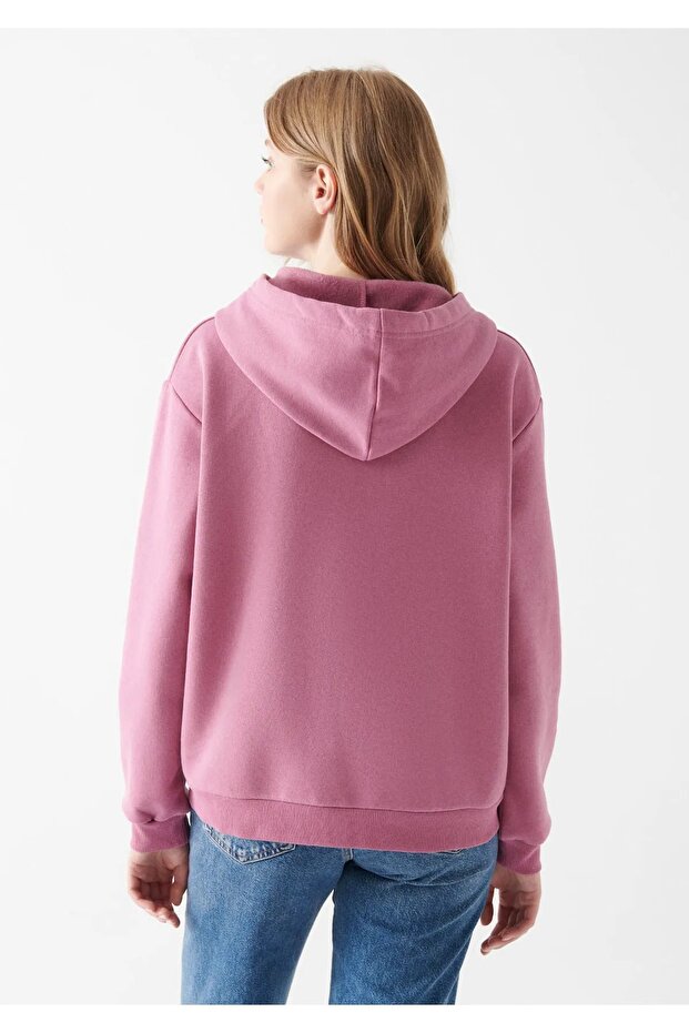 Kapüşonlu Pembe Basic Sweatshirt 167299-35681 - 4