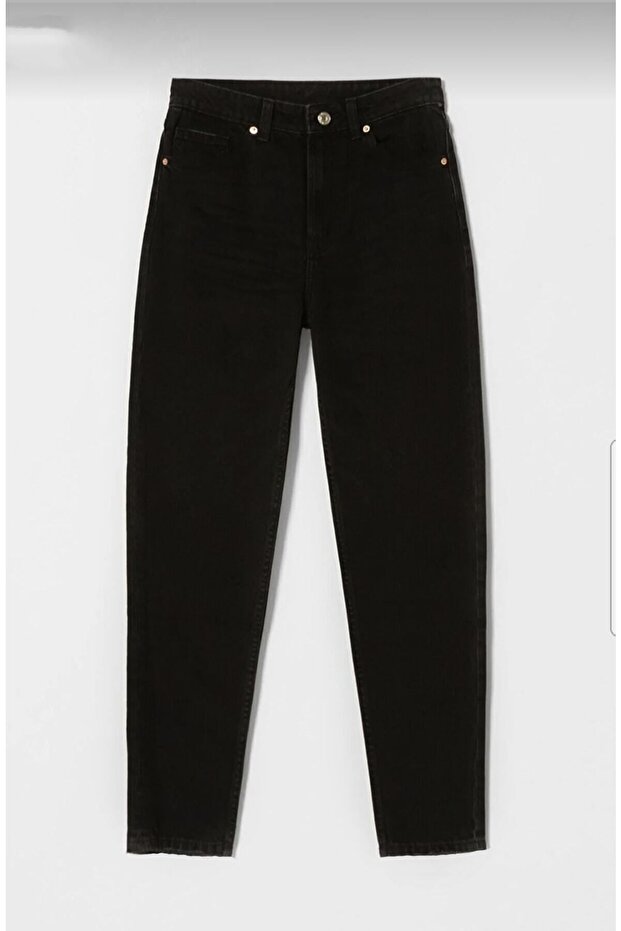Black High Waist Lycra Mom Jeans