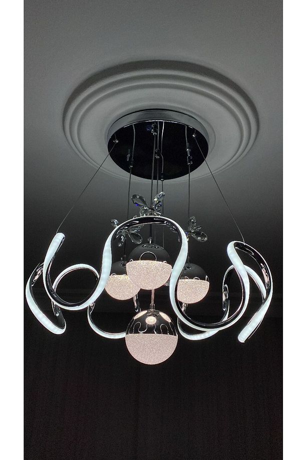 MODERN LED AVİZE 4 TOPLU KROM KAPLAMALI - 4
