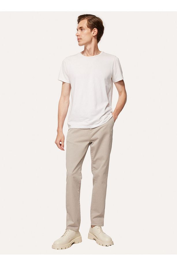 Normal Bel Dar Paça Gri Erkek Chino Pantolon F3WM-PNT902 - 2