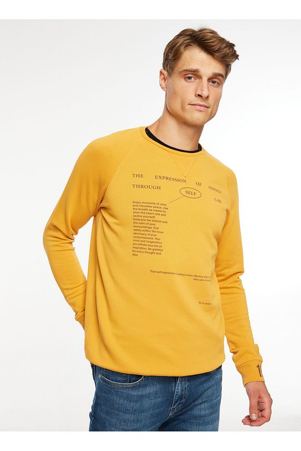 Bisiklet Yaka Baskılı Açık Turuncu Erkek Sweatshırt Spbf3wm-swt5019 - 1