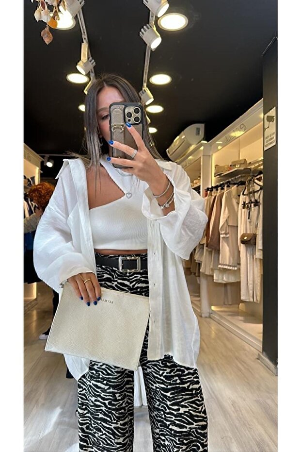 Fabric Off-Shoulder Oversize Shirt