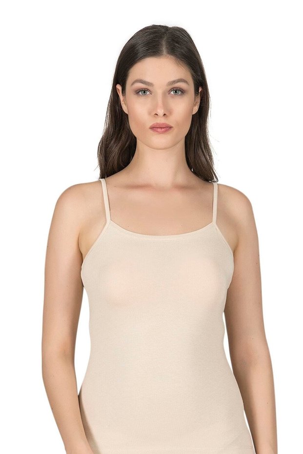 6 pieces of 100% cotton women's tank top with rope straps (economic package)