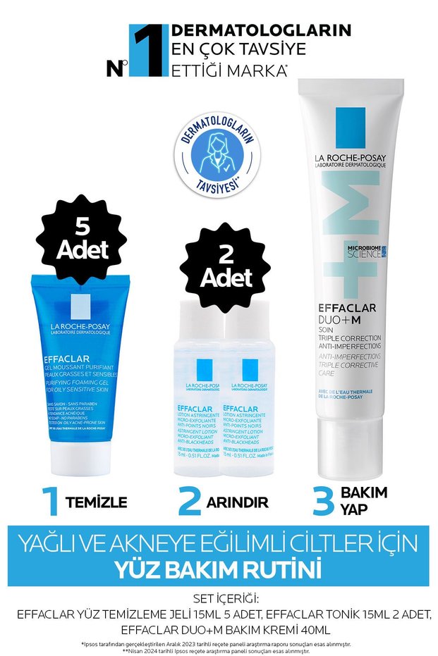 Skin Care Set for Oily/Acne Prone Skin: Washing Gel&Effaclar Duo M+ & Firming Tonic