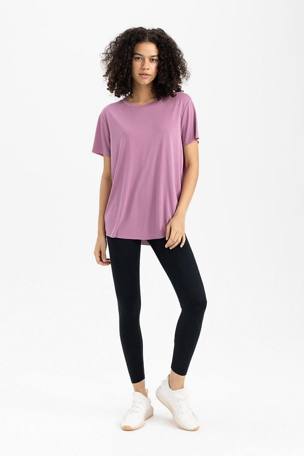 Fit Oversize Modal Bisiklet Yaka Sporcu Kısa Kollu Tişört B5536ax24sp - 5