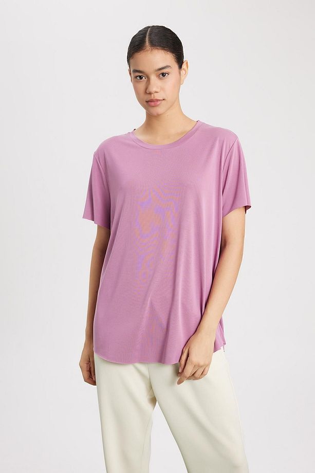 Fit Oversize Modal Bisiklet Yaka Sporcu Kısa Kollu Tişört B5536ax24sp - 3