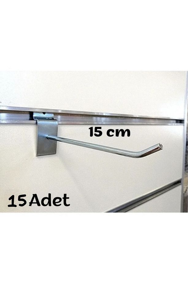 15 Adet Ahşap Kanallı Pano Takma Tel Askılık, Ürün Asmak Için Metal Askı, Profil Tel Askı Çubuğu - 1