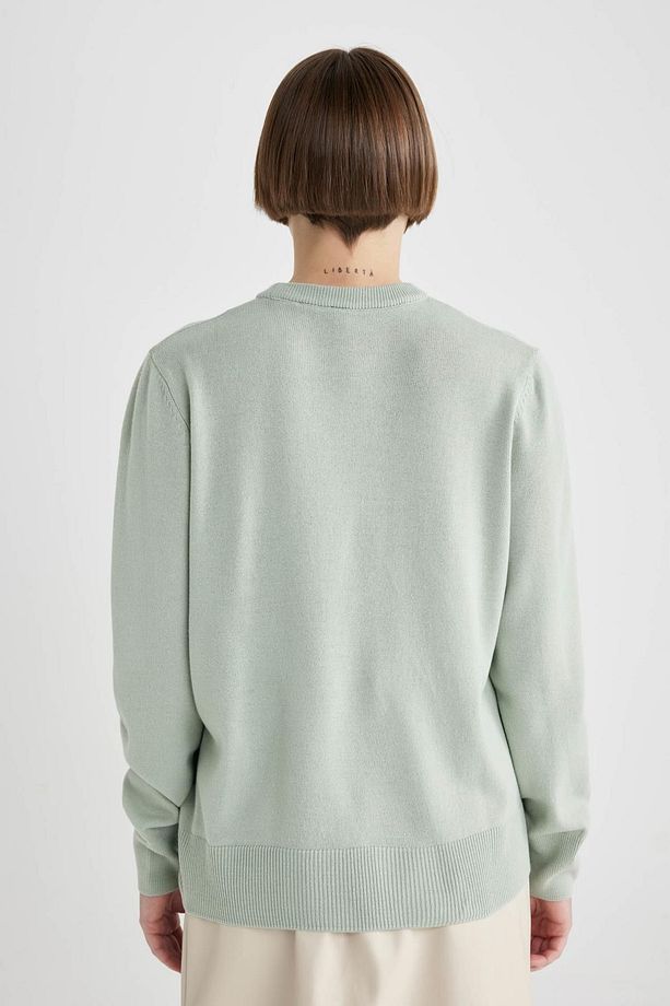 Regular Fit Bisiklet Yaka Basic Düz Triko Kazak C0058ax23wn - 6
