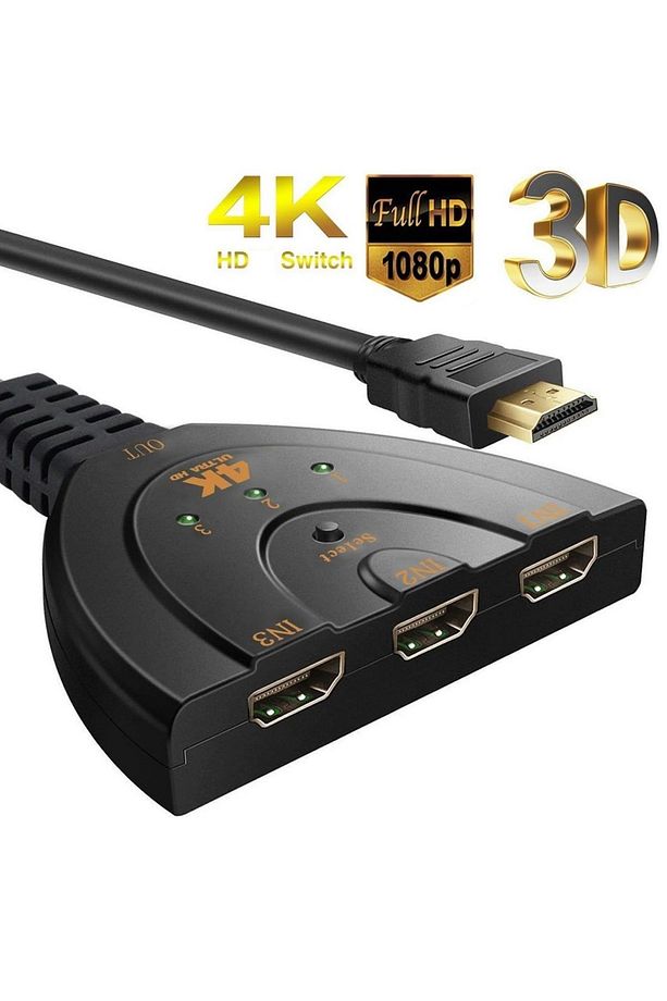 Hdmi Switch 3 In 1 Out Hdmi Giriş Çoklayıcı Port Kablolu Hdmı Otomatik Switch Çoğaltıcı Splitter - 1